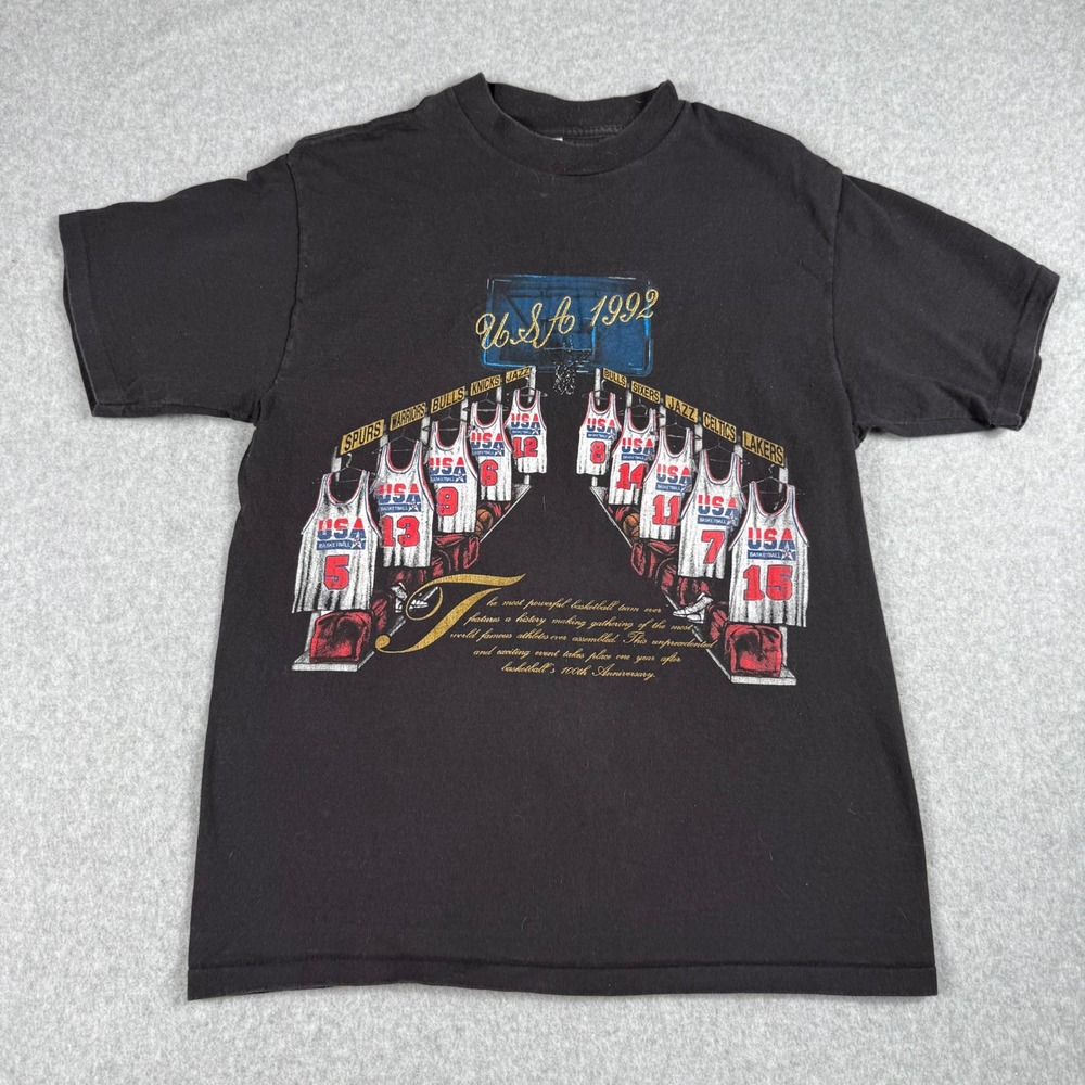 Nutmeg Mills 1992 USA Basketball Dream Team Tee L Black Vintage 90s Streetwear